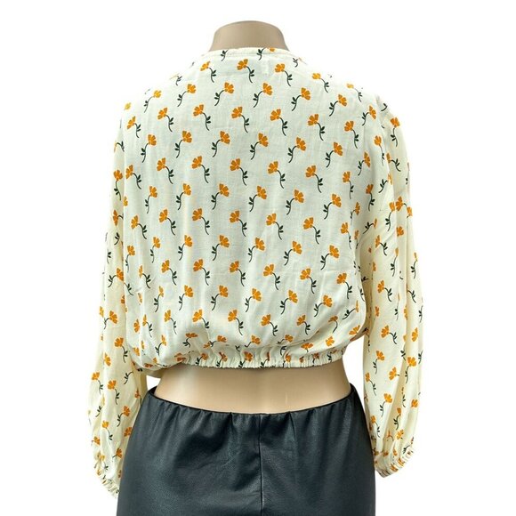 Faithfull The Brand Tie Waist‎ La Guardia Crop Top Marje Orange Floral Womens 4 - Picture 14 of 16